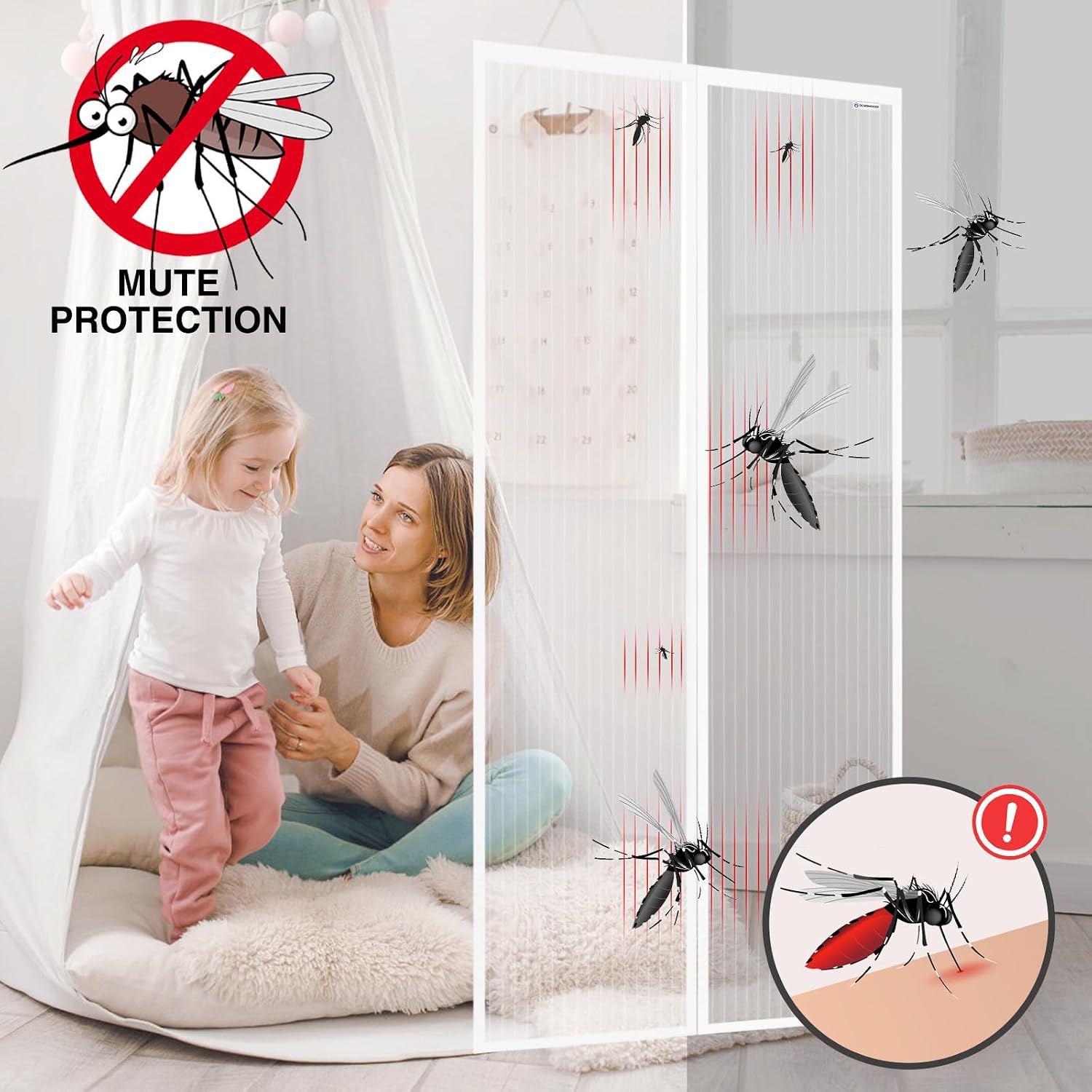Detalle 2 de Fliegengitter Tür 95x205 cm – design4door Balkontür Weiß