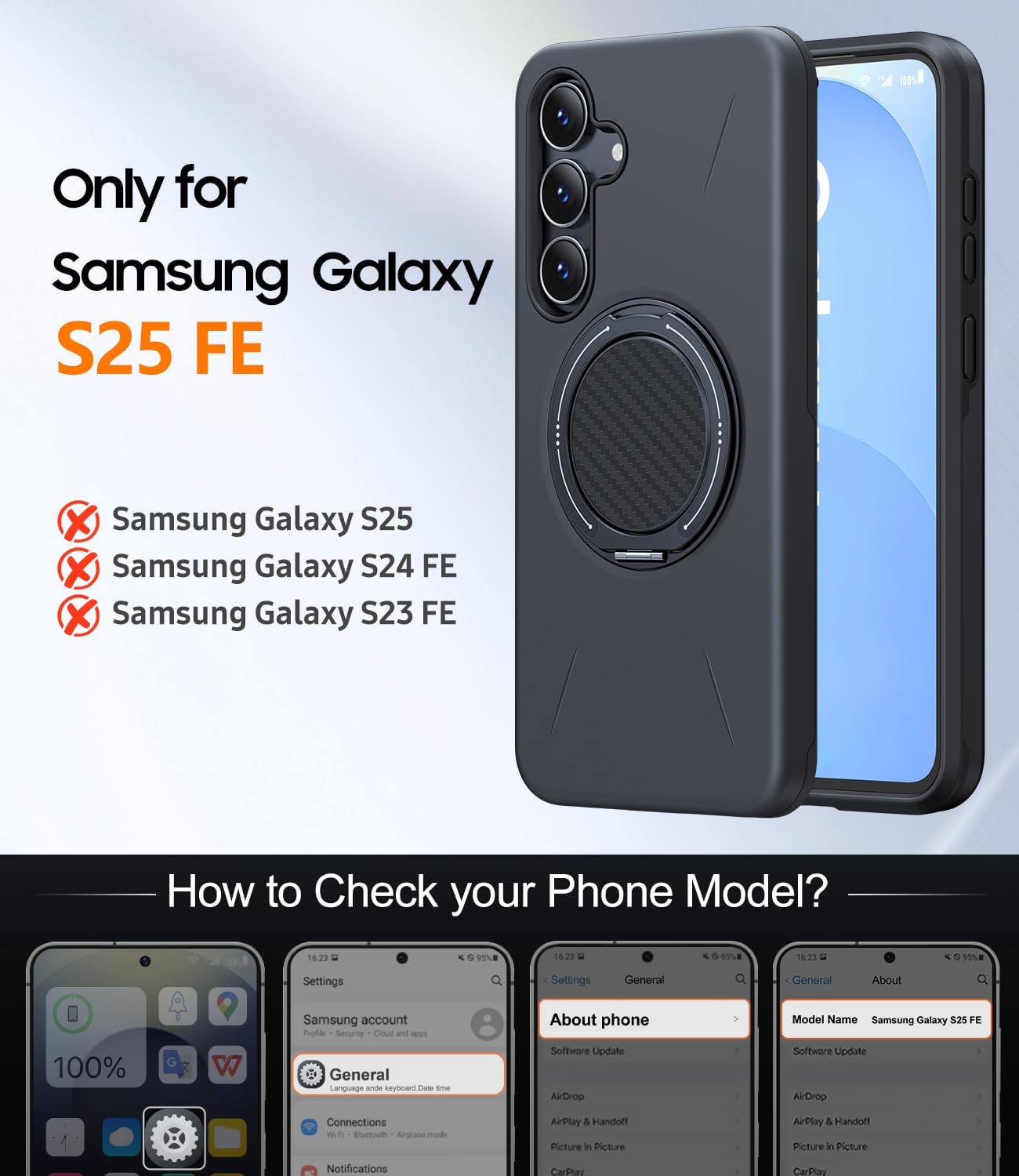 Thumbnail 1 de AOUIA S25 FE Case with 360° Kickstand