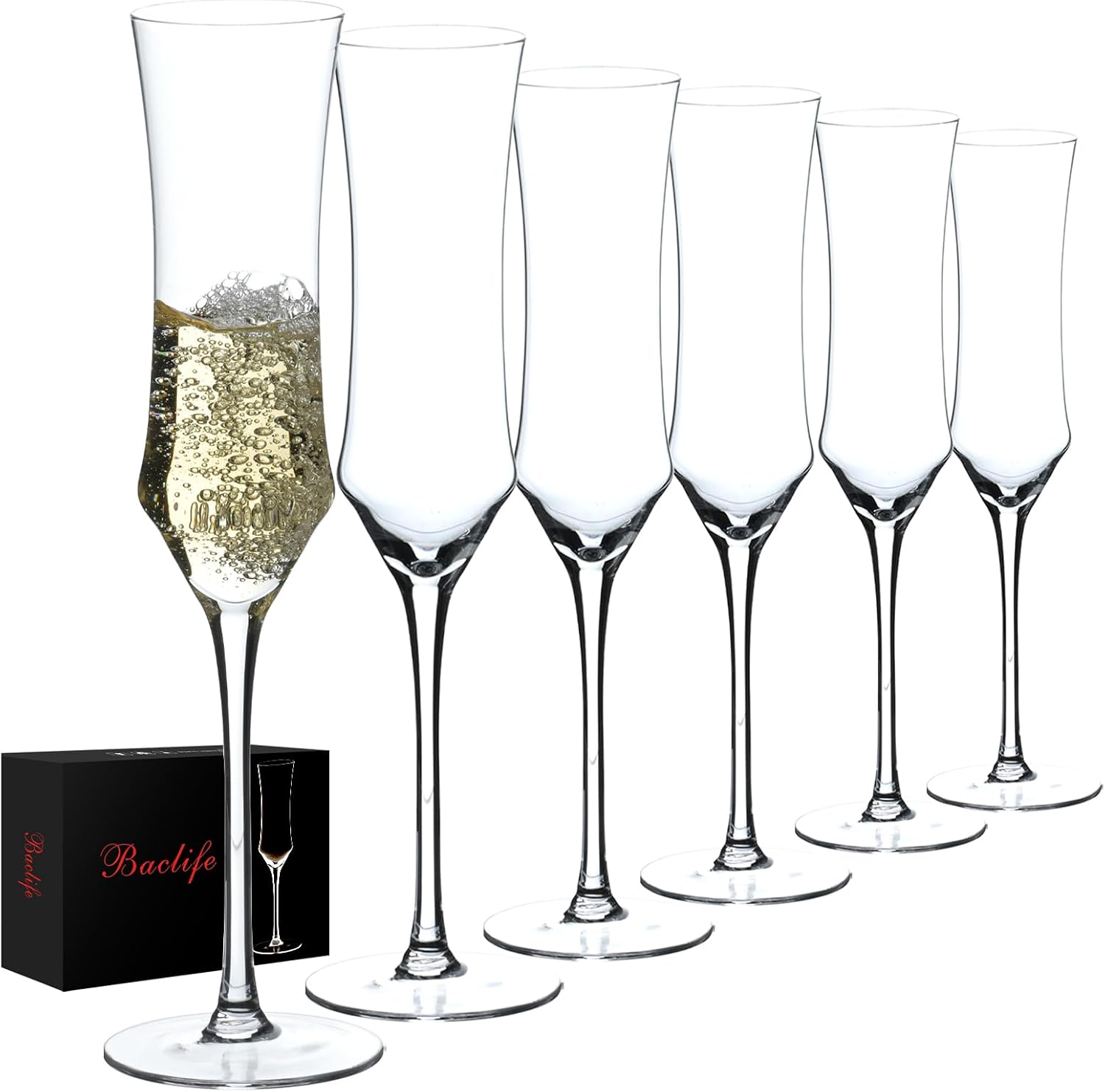 Thumbnail 6 de BACLIFE Crystal Champagne Flutes Set of 6 ⚡