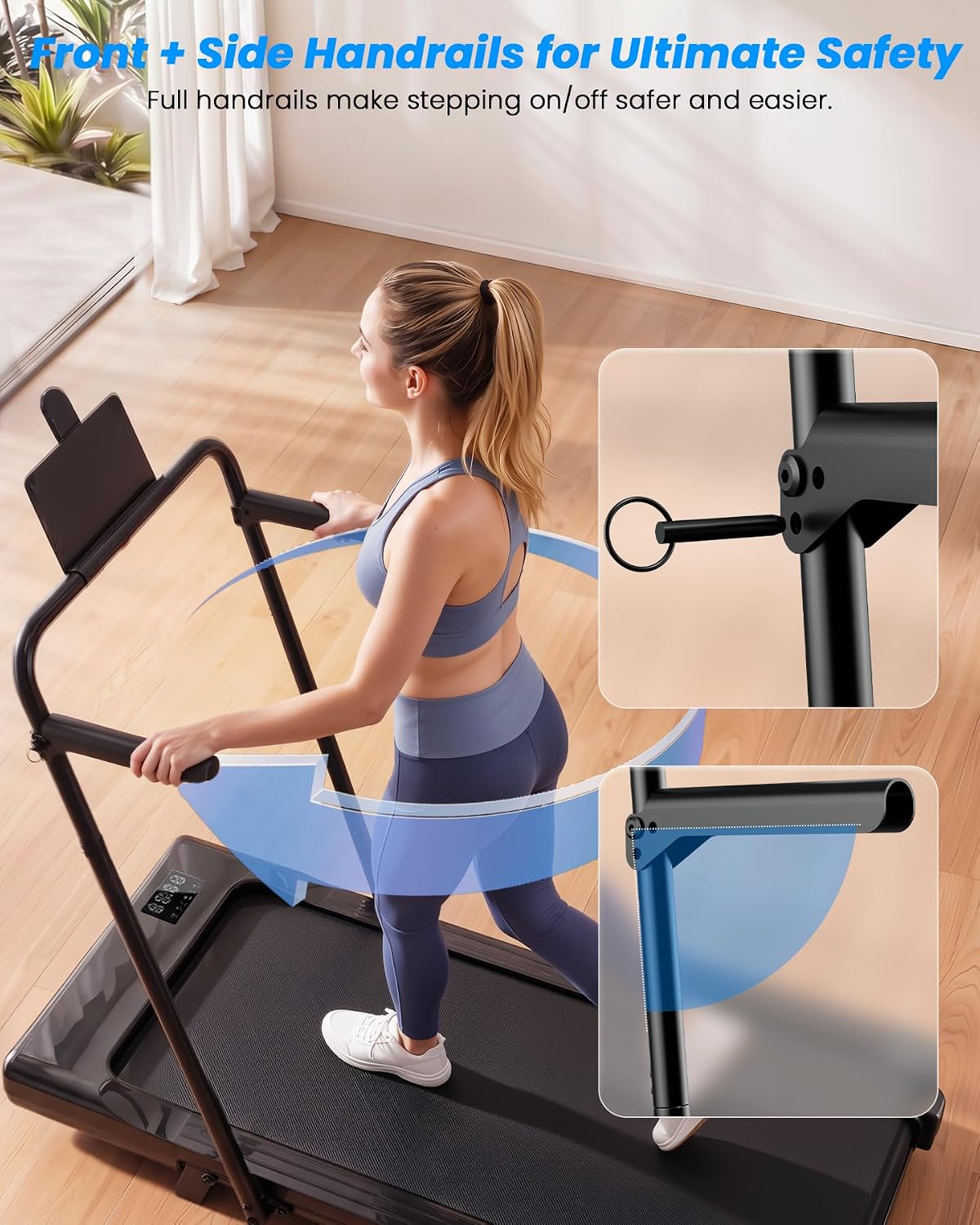Detalle 2 de Lacuffy BA09-F6 Walking Pad Treadmill with 6% Incline and Detachable Handlebars