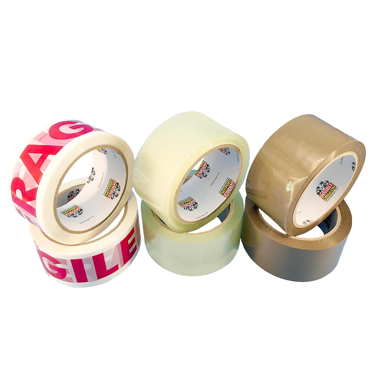 Thumbnail 6 de Double Dragon Double Mixed Packing Tape Multipack (Brown, Clear & Fragile) – 3 Rolls, 48mm x 66m each