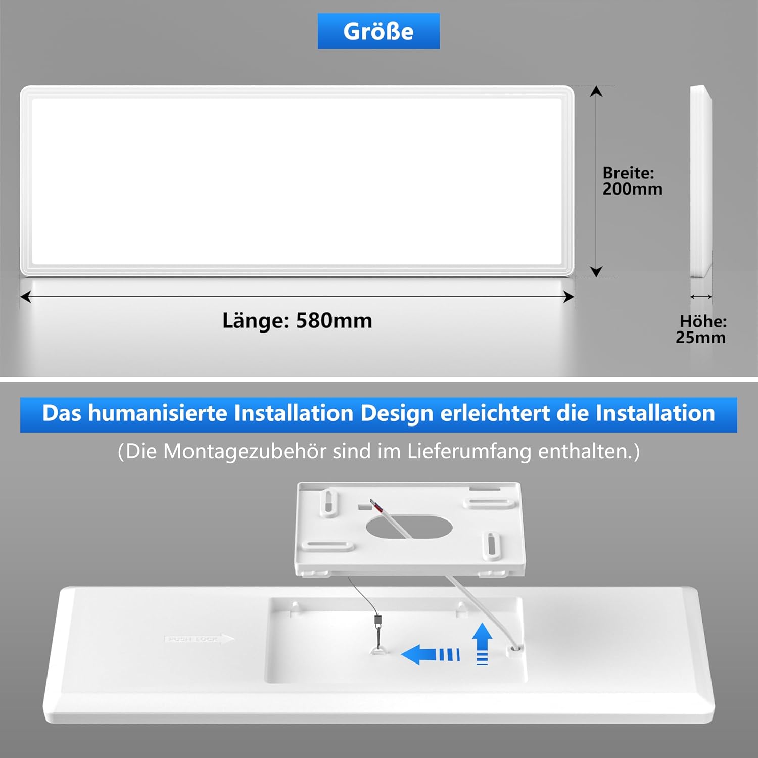 Detalle de LED Deckenleuchte 24 W Panel 580x200 mm