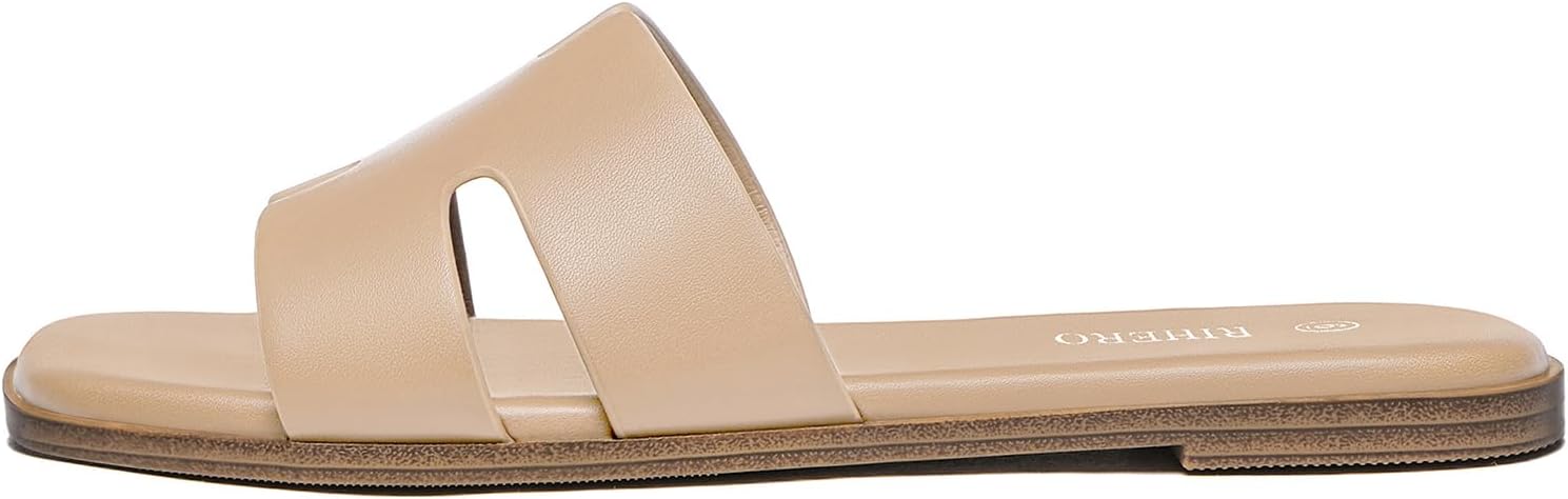 Thumbnail 3 de Rihero Women's Dressy Flat Sandals: Comfortable Slip-On Leather Slide for Summer
