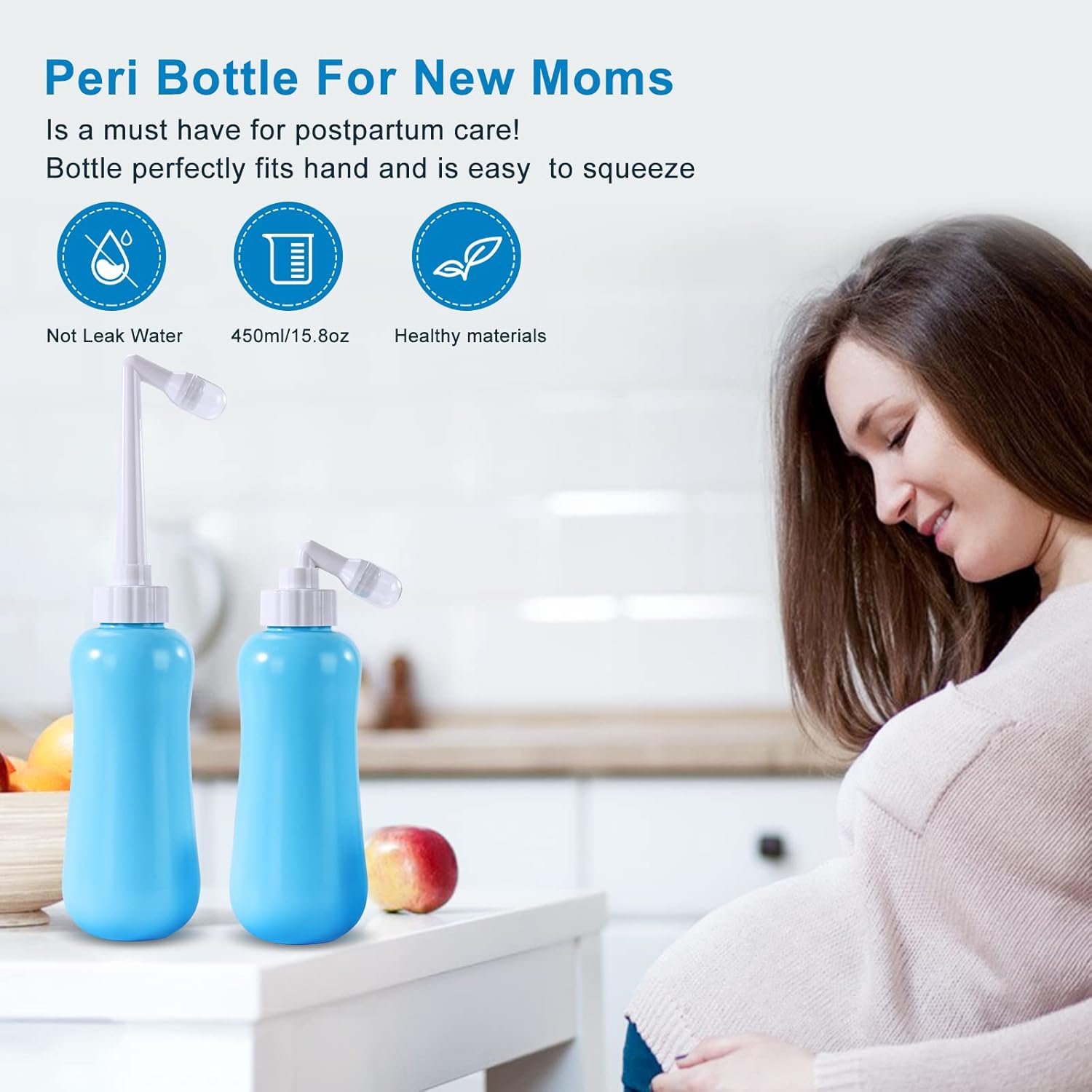 Detalle 1 de FOOFOO 450ML-A Portable Bidet Bottle, Blue EVA with Long-Reach Nozzle