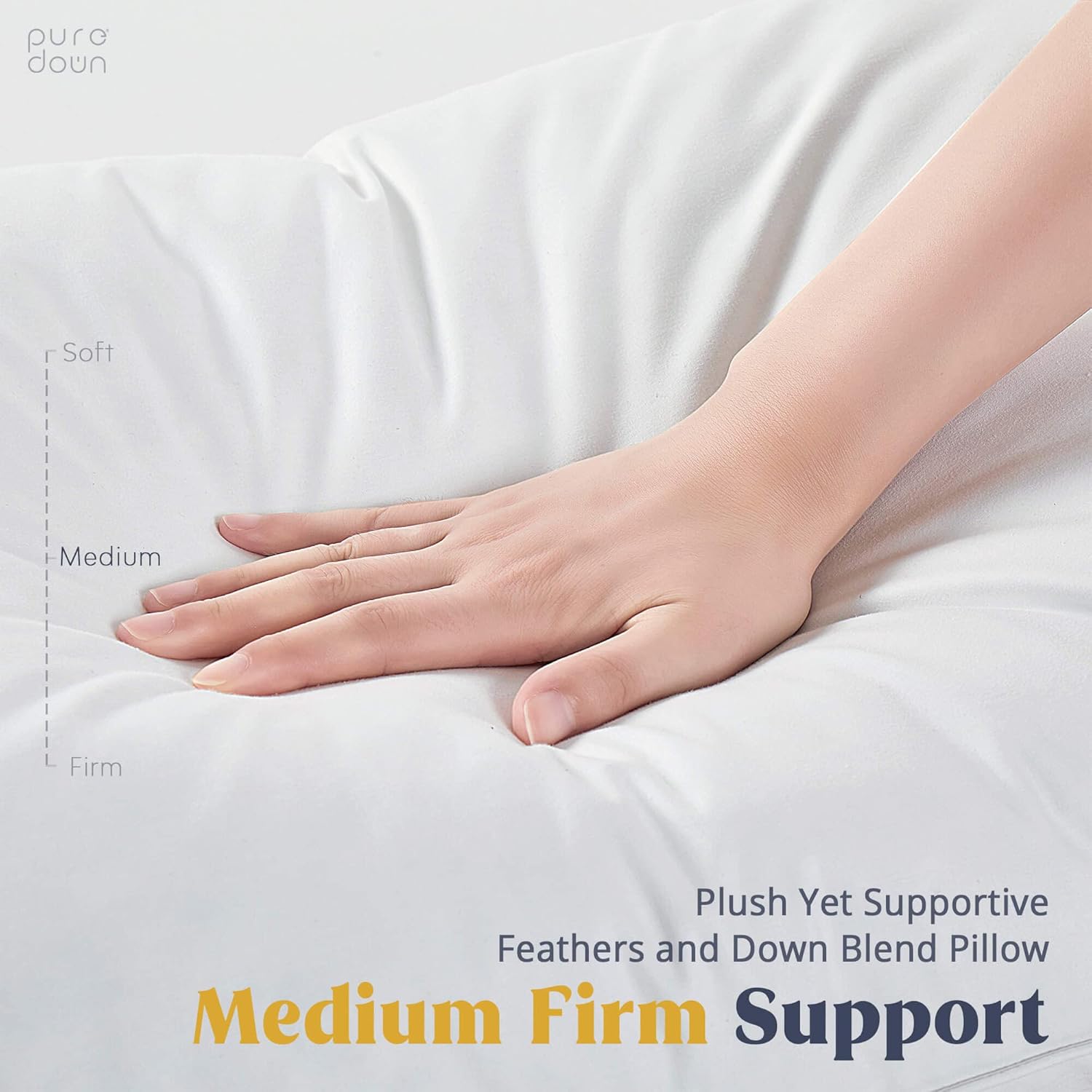 Thumbnail 3 de puredown Goose Feathers & Down White Pillows 100% Cotton Cover King Set of 2