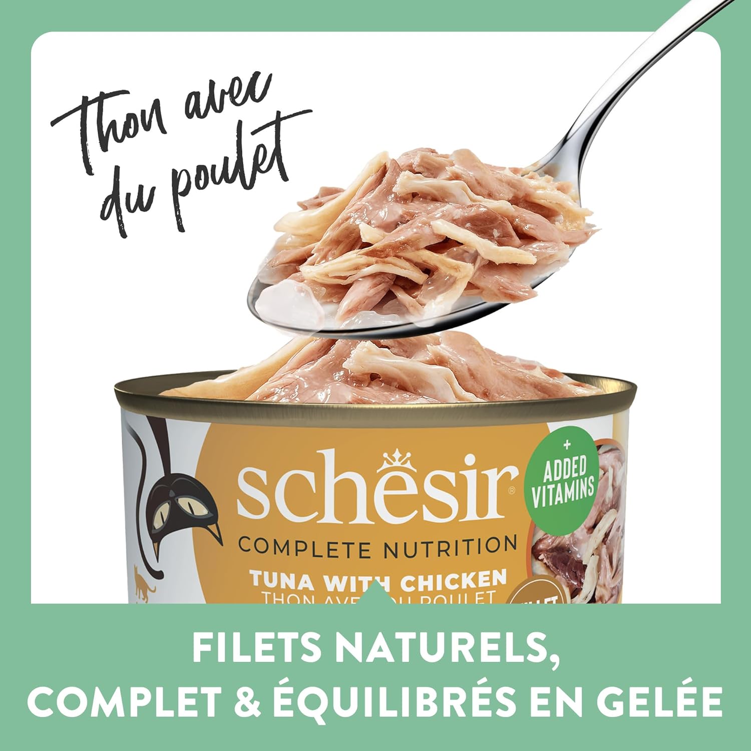 Detalle de Schesir Thon avec Poulet en Gelée – Nourriture humide pour chats, conserve, 12 x 85 g
