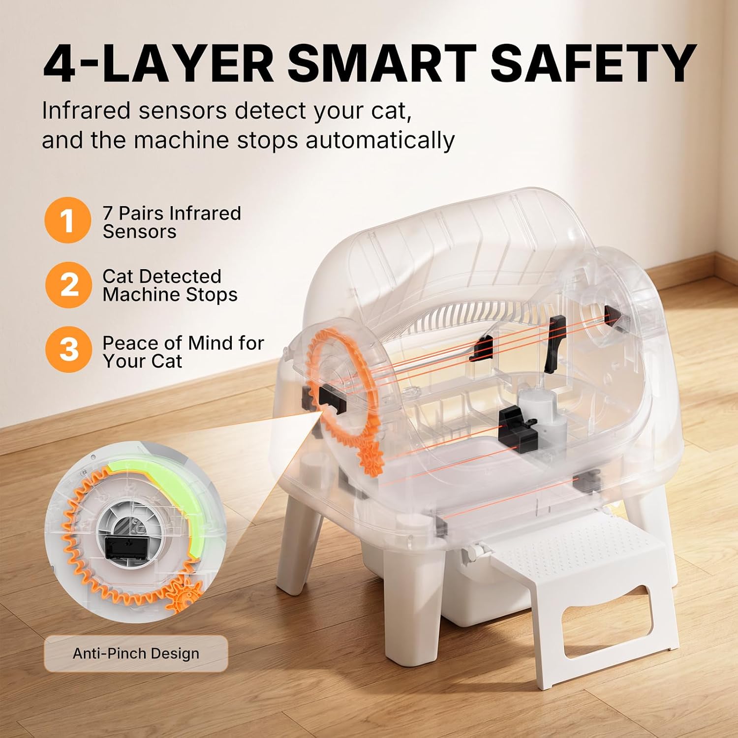 Detalle de Automatic Cat Litter Box with 8L Waste Bin