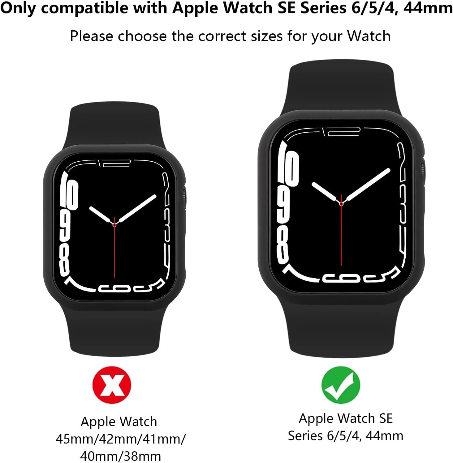 Detalle de AOTUAO Cover 4 pezzi per Apple Watch 44mm SE/Series 6/5/4 – Vetro temperato, custodia protettiva nera