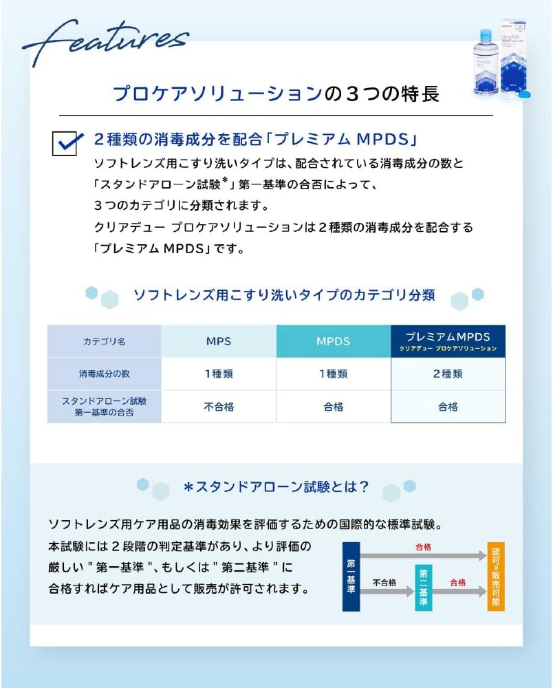 Detalle de クリアデュー プロケアソリューション ソフトコンタクトレンズ用ケア用品 360mL×2本