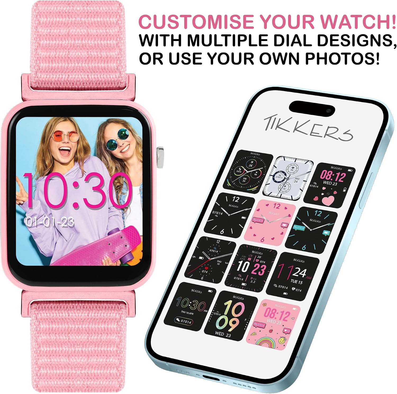 Thumbnail 1 de Tikkers Series 13 Smart Watch for Kids – Pink Riptape Strap