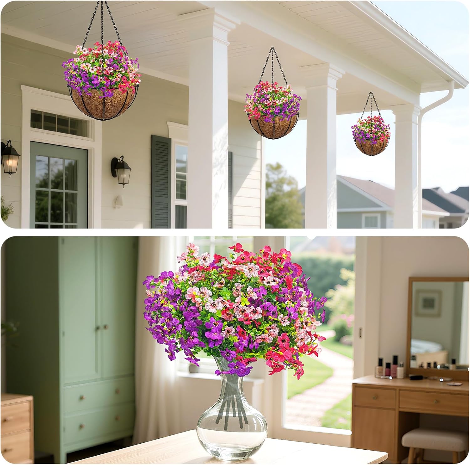 Thumbnail 5 de OZMI Artificial Flowers Outdoor 189 Fake Flowers (9 Bundles) UV Resistant Faux Silk Bouquet