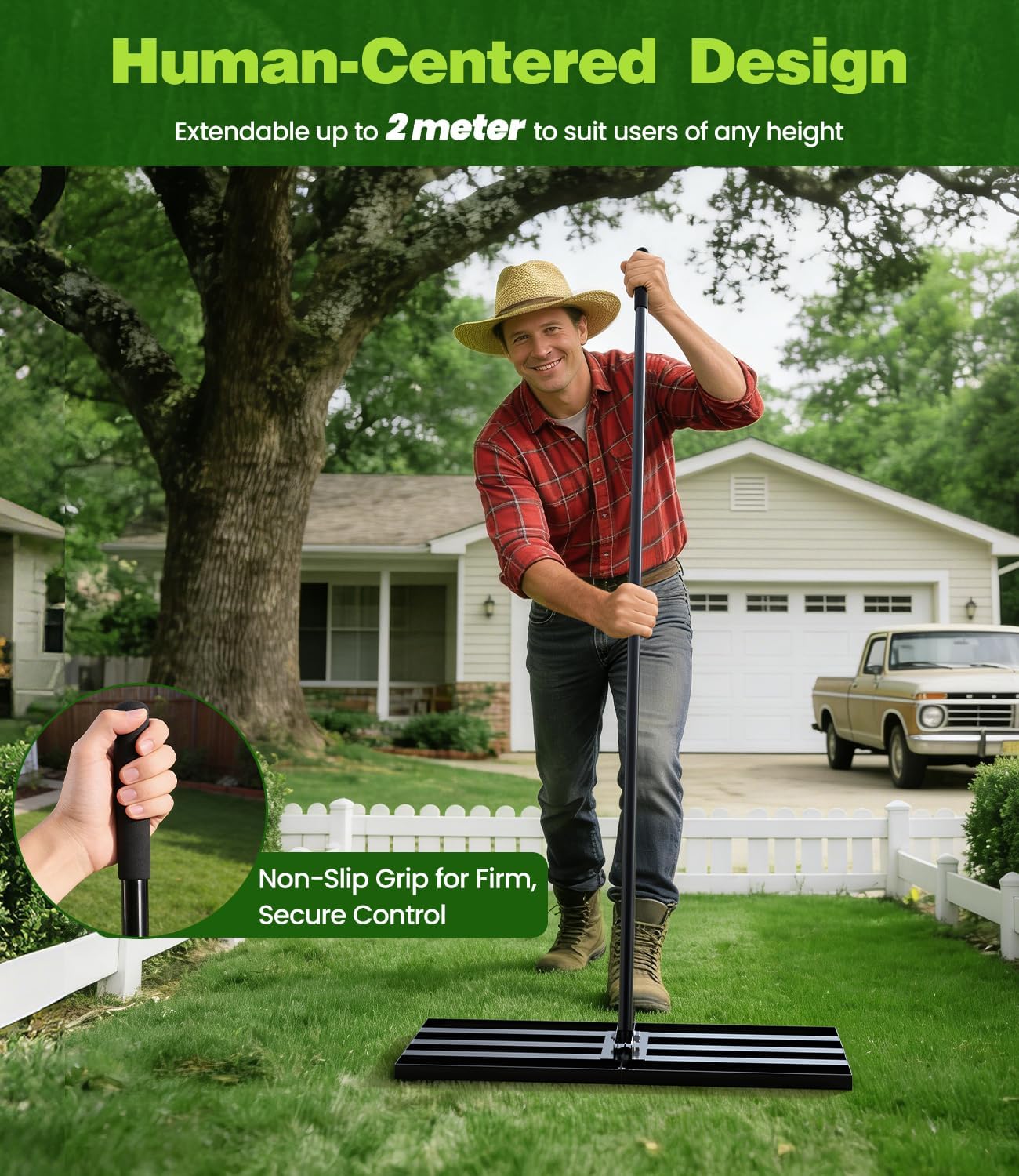 Detalle 2 de DoXtreme Leveling Rake Rastrello Livellatore 2 in 1 per prato 210 x 43 x 30 cm