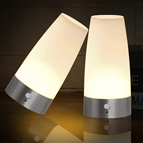 Detalle de WARMTUYO Nachtlicht mit Bewegungsmelder 2er Set – kabellos, PIR-Sensor, 3 Modi