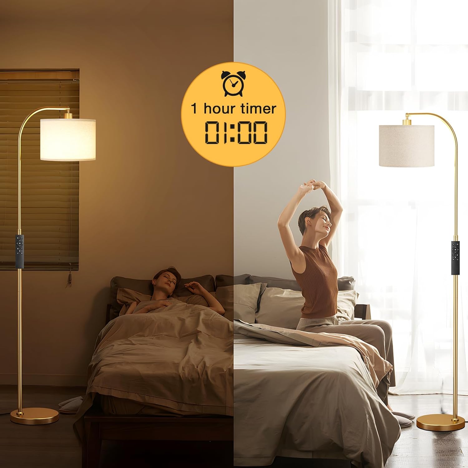 Thumbnail 1 de Ambimall Arc Floor Lamp, Deep Beige Shade