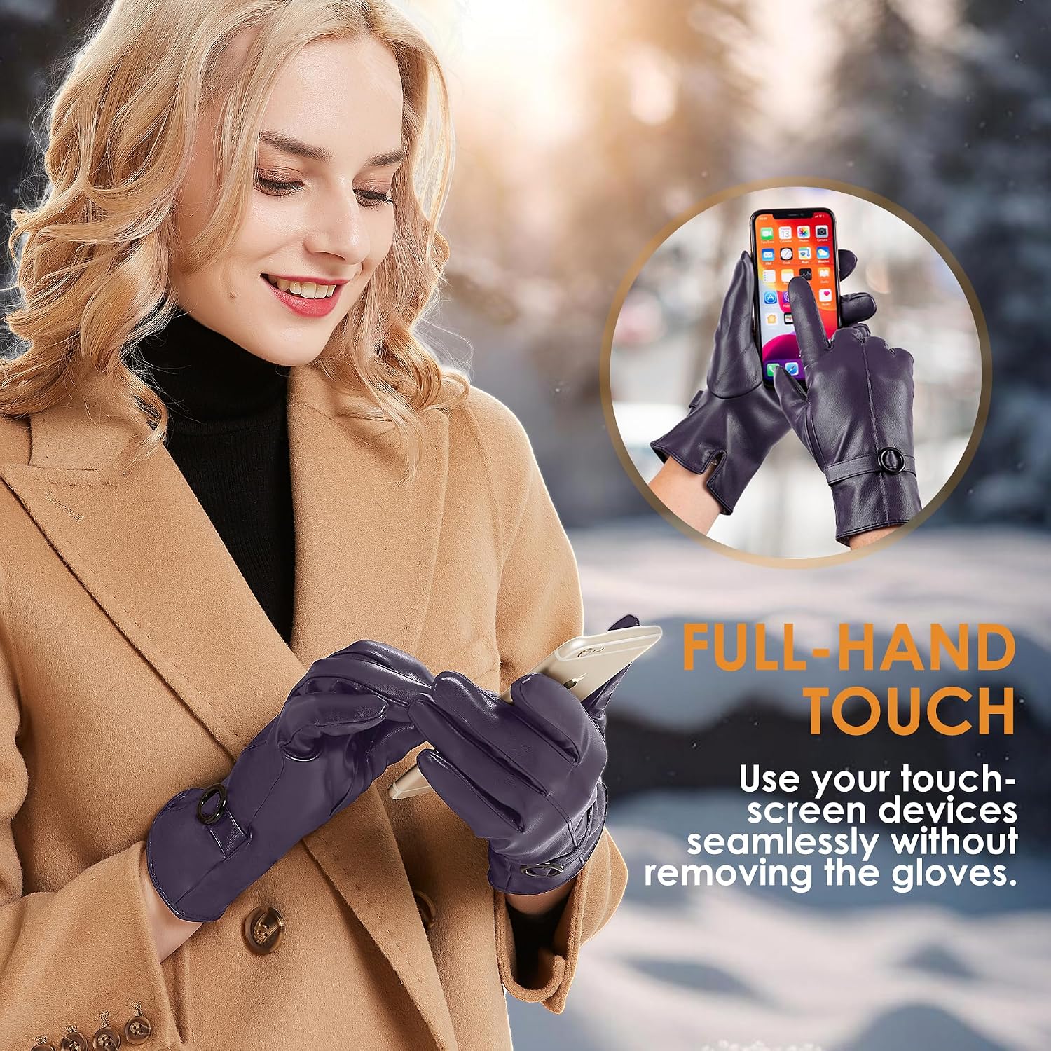 Detalle de Dsane Women's Winter Gloves with Cashmere Lining