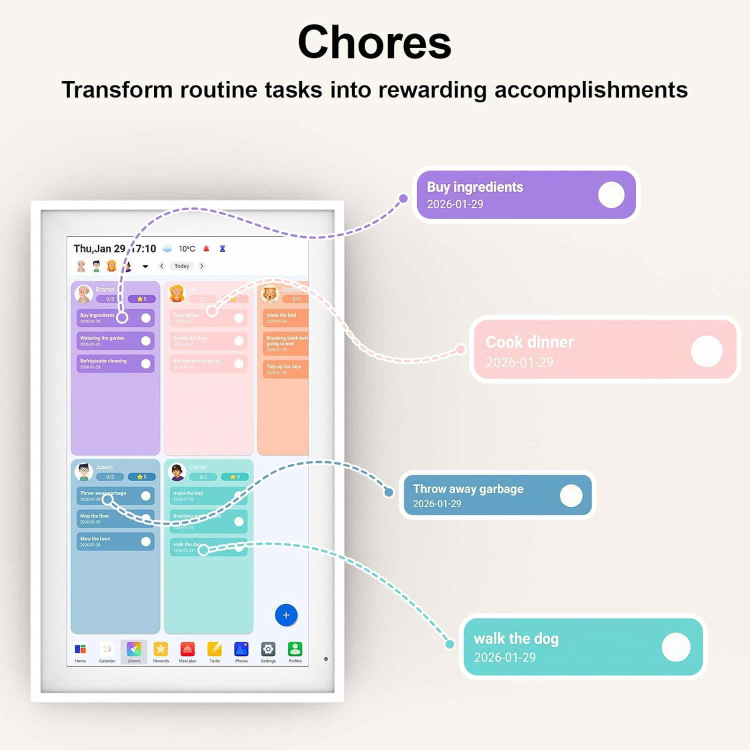 Thumbnail 3 de Linkdaze Digital Calendar 15.6" Smart Wall Planner with Interactive Touchscreen, 64GB Photo Frame (Smart Calendar) — White