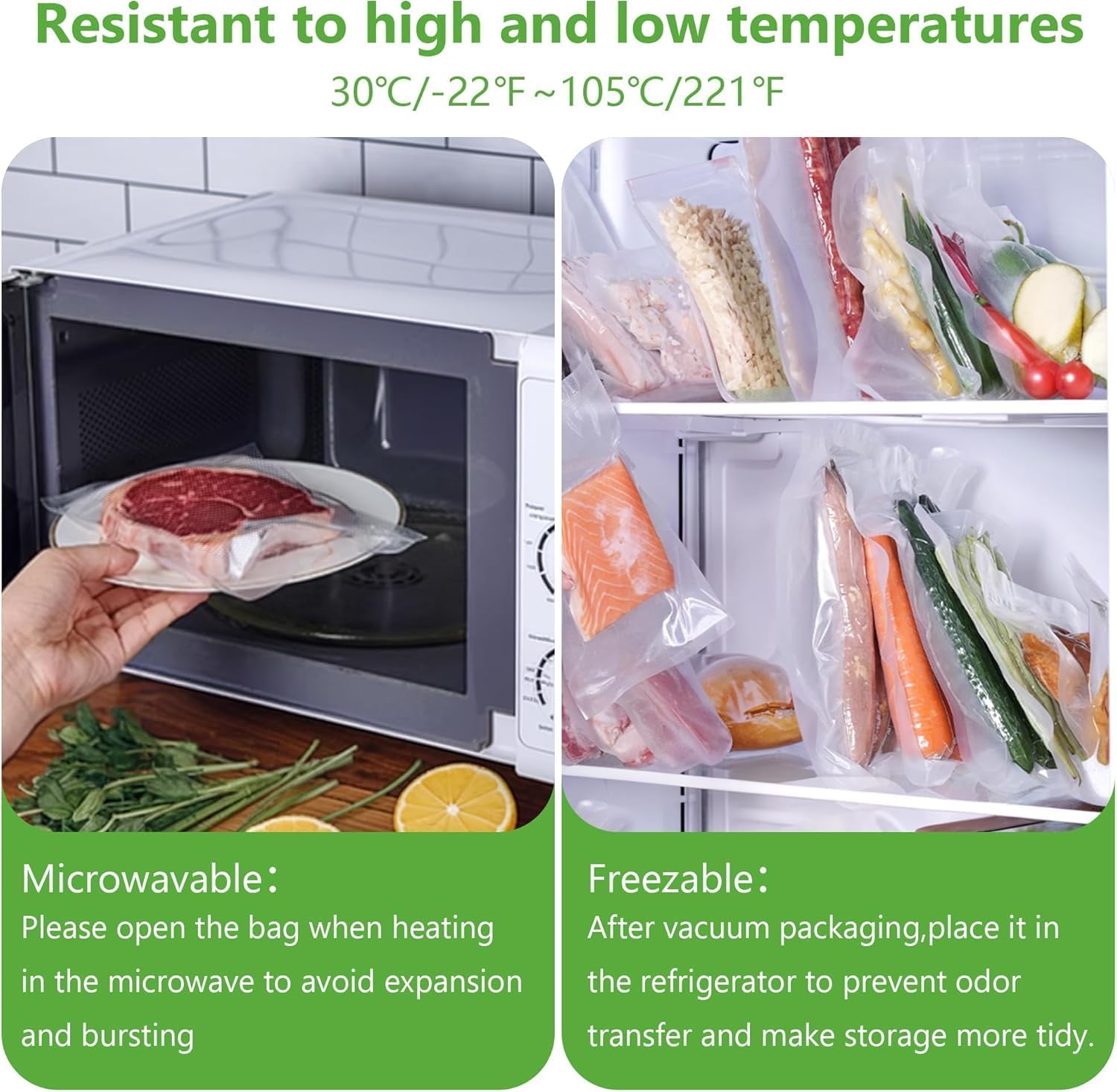 Thumbnail 5 de KitchenBoss Sacs sous vide alimentaires gaufrés – 10 rouleaux (20/28 × 300 cm)