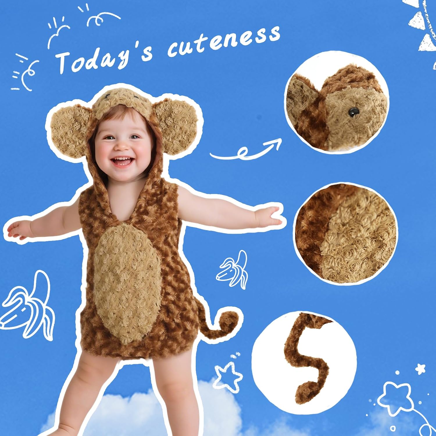 Detalle 1 de HOMELEX Baby Animal Costume Halloween Romper, Hooded One-Piece, 3-36M