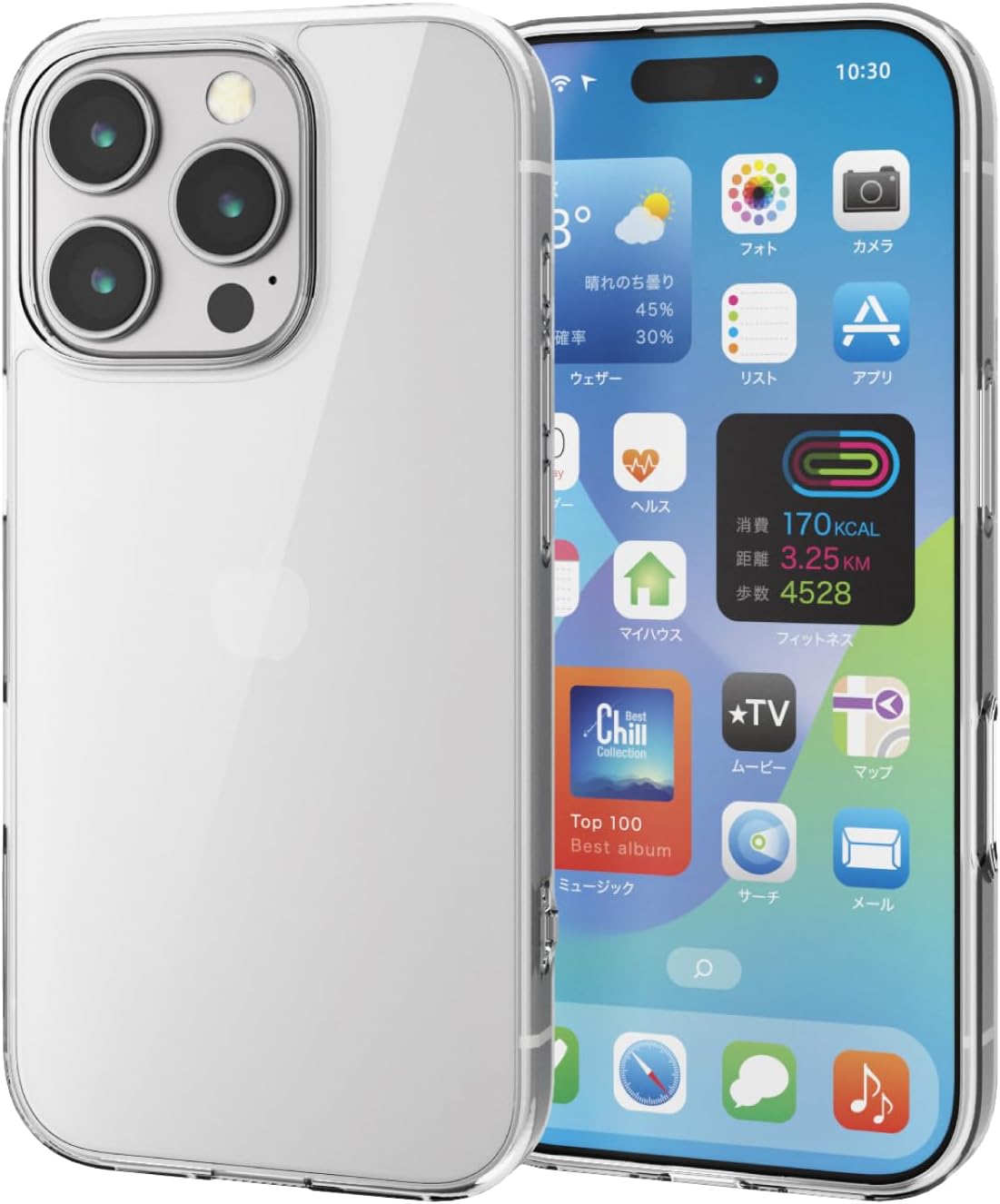 Detalle de エレコム PM-A24CHVCKCR iPhone 16 Pro用クリアハイブリッドケース、背面硬度5H・四つ角エアークッション