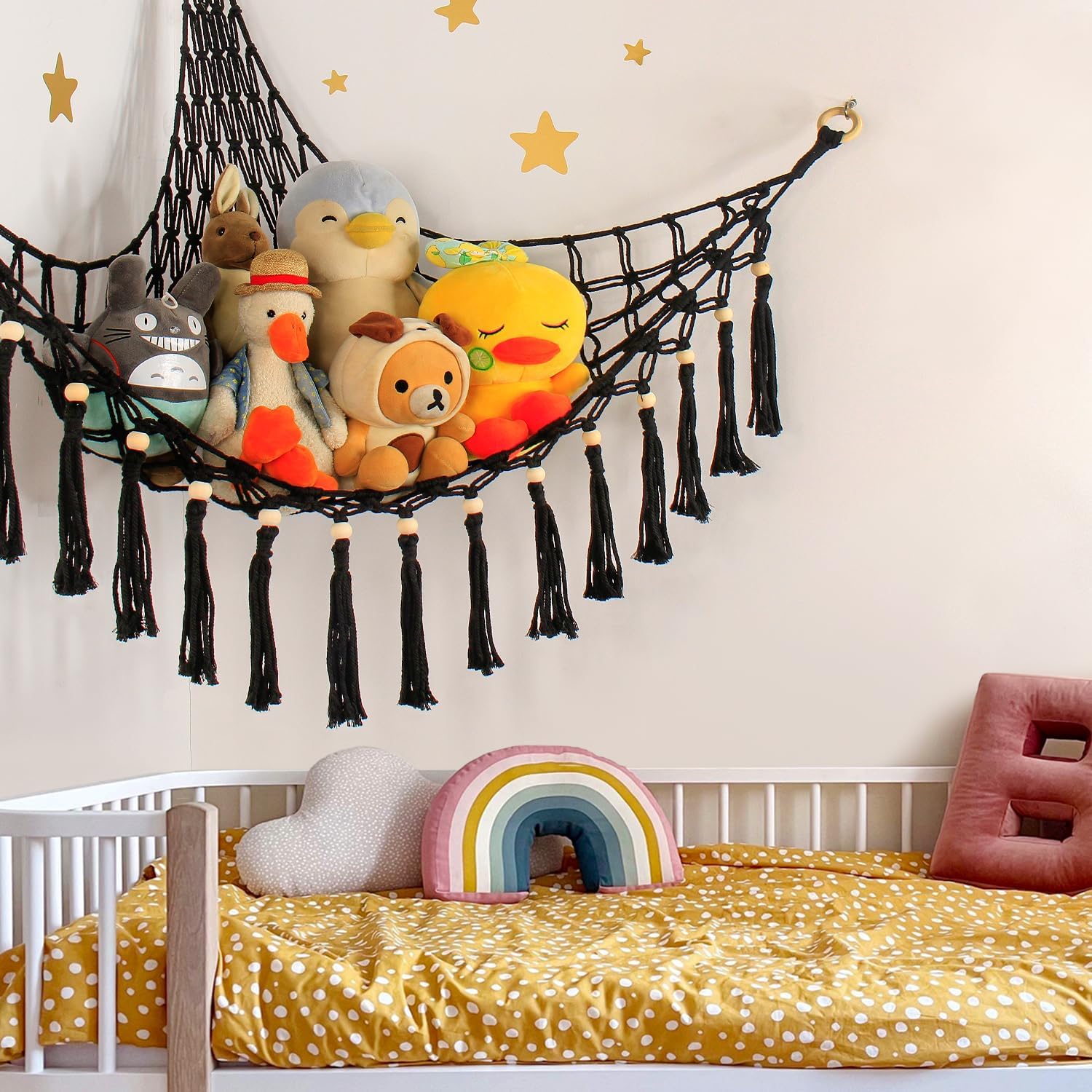 Thumbnail 6 de Stuffed Animal Toy Storage Hammock with LED Light – Macrame Jumbo Corner Organizer