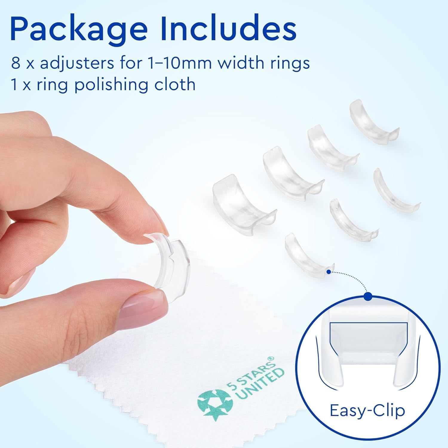 Thumbnail 1 de Ring Adjuster for Loose Rings – 8-Size Spiral Silicone Tightener Set