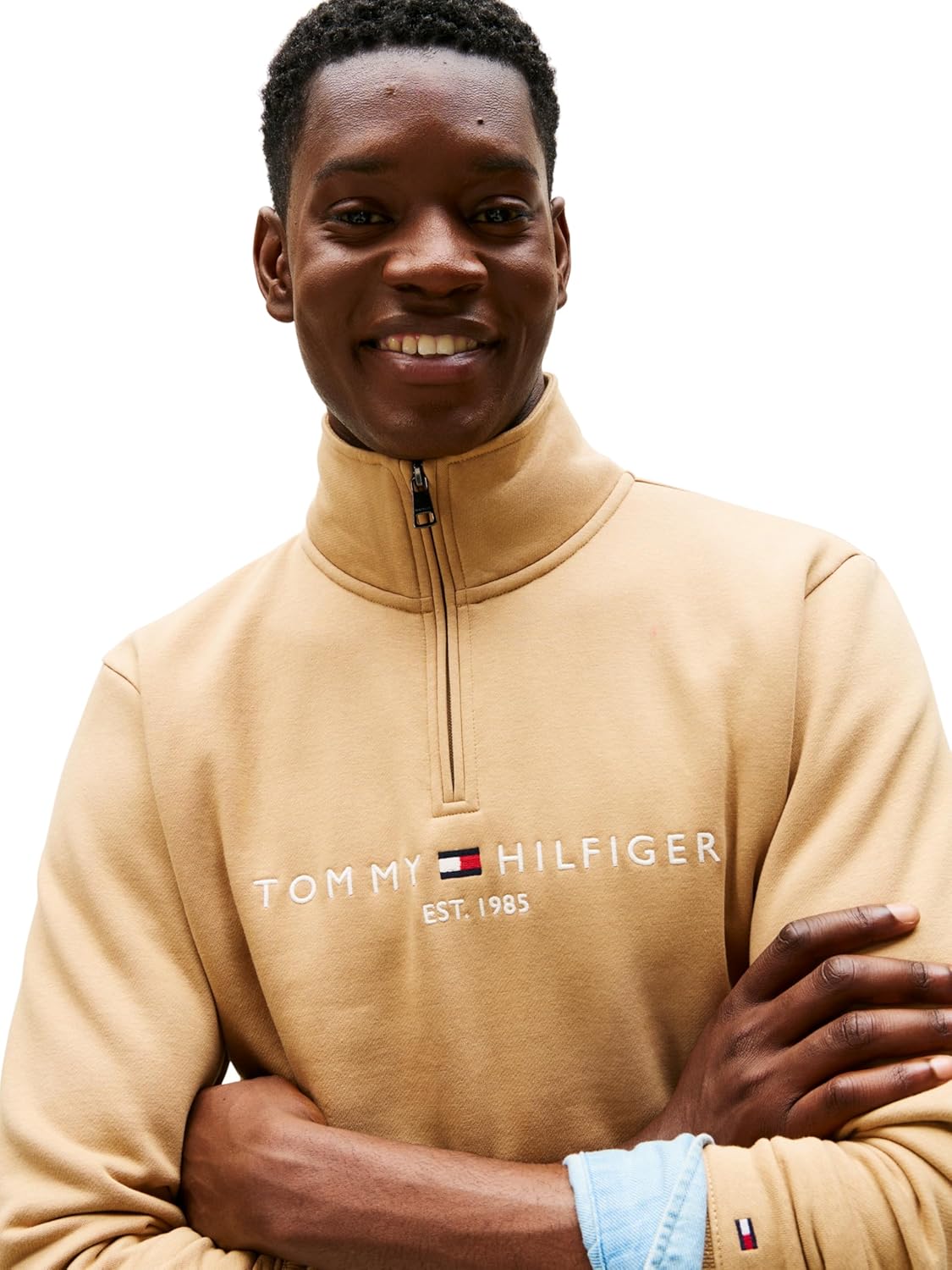 Detalle de Tommy Hilfiger Men’s Tommy Logo Mockneck 1/2 Zip (MW0MW20954)