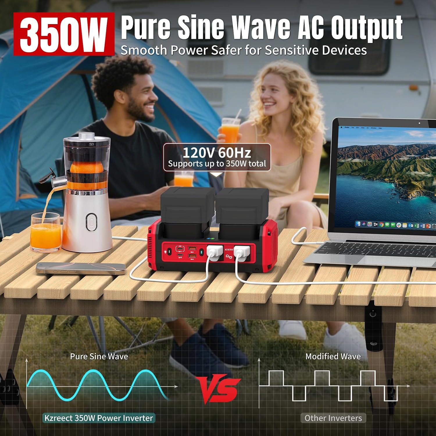 Detalle 2 de Kzreect Pure Sine Wave Inverter 350W