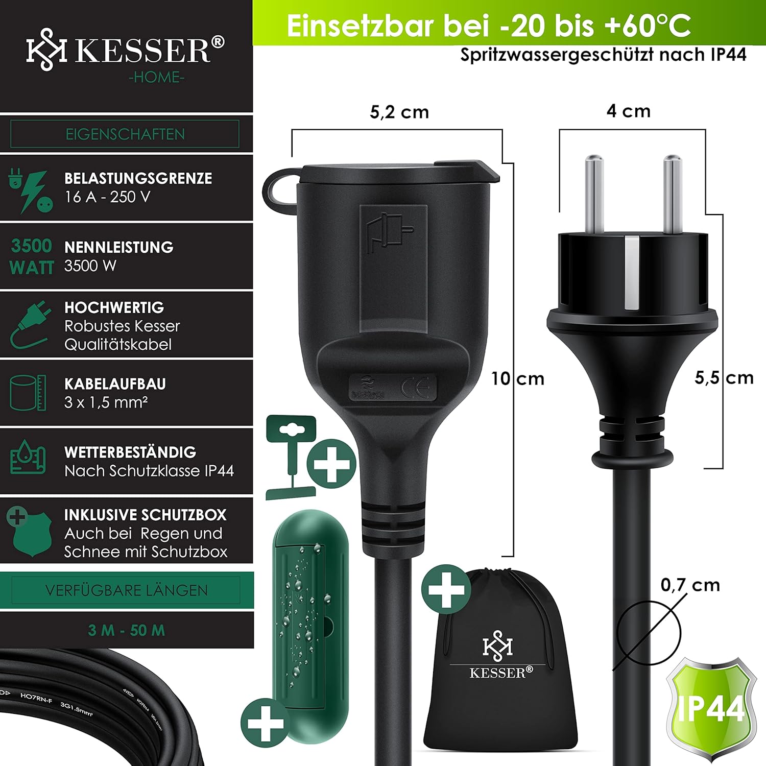 Detalle 2 de KESSER Verlängerungskabel 3m IP44