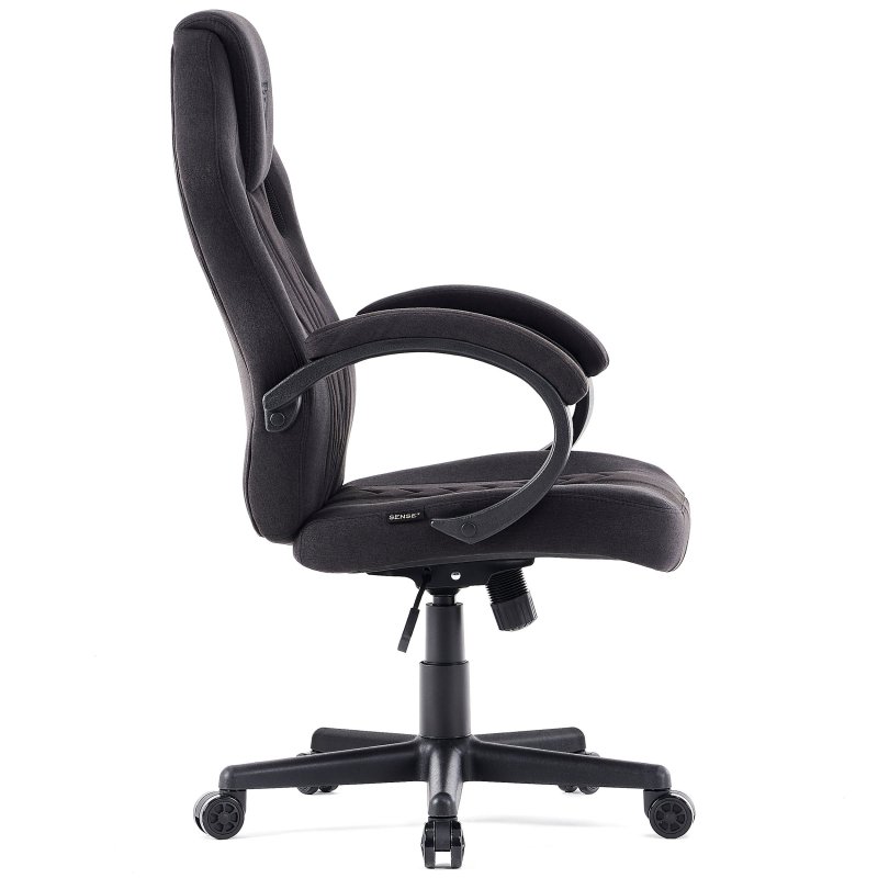 Detalle de SENSE7 Prism: Silla Gaming ergonómica de tela negra para jugar y trabajar