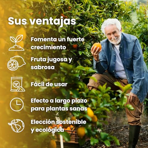 Detalle 2 de LERAVA Abono cítricos (800 g): fertilizante orgánico para limoneros, naranjos y más, con vaso dosificador