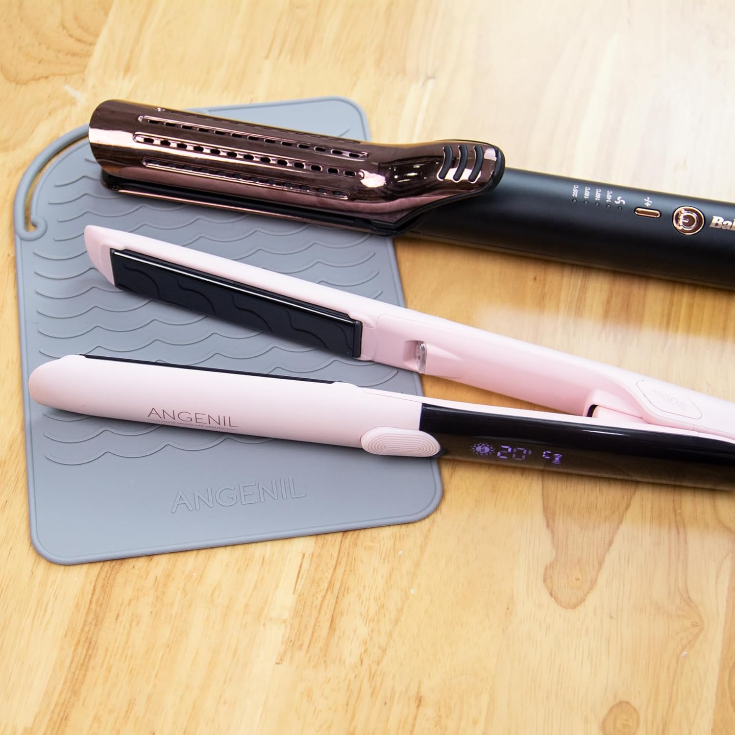 Thumbnail 1 de ANGENIL heat mat for hair straighteners and mini styling tools (silicone, grey) 21.5 cm x 15.5 cm