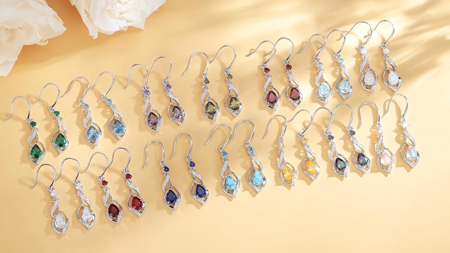 Detalle de FANCIME 925 Sterling Silber Alexandrit Hängende Ohrringe – Geburtstags- oder Geschenkidee