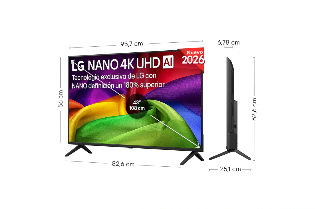 Detalle de LG NANO 4K UHD AI NU80 43" (43NU800B6LC.80E): ficha práctica para decidir si merece la pena