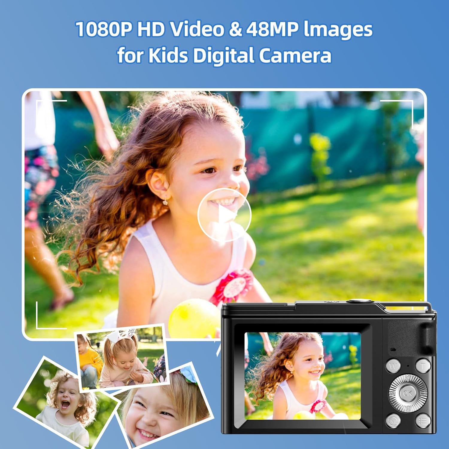 Detalle de MaxMango 1080P Digitalkamera – Kompaktkamera mit 16x Zoom, 2,4'' Display, 8GB Speicher