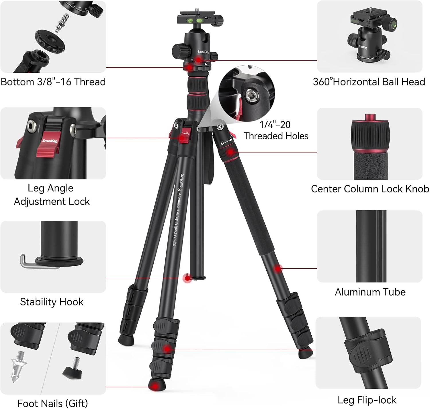 Thumbnail 1 de SMALLRIG 3474C Treppiede 198 cm per DSLR