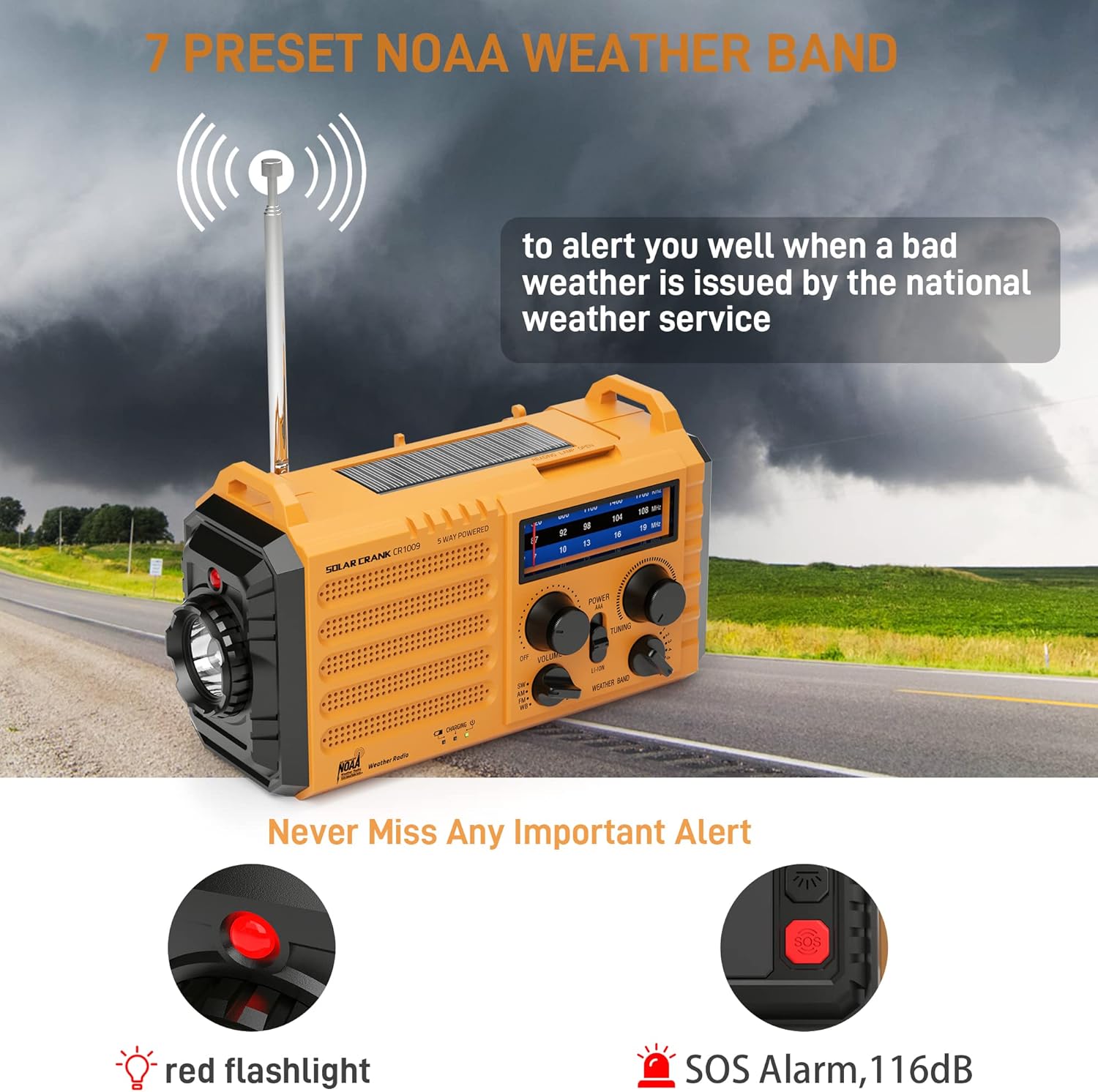 Detalle 2 de Eoxsmile Emergency Radio 5000mAh NOAA alert