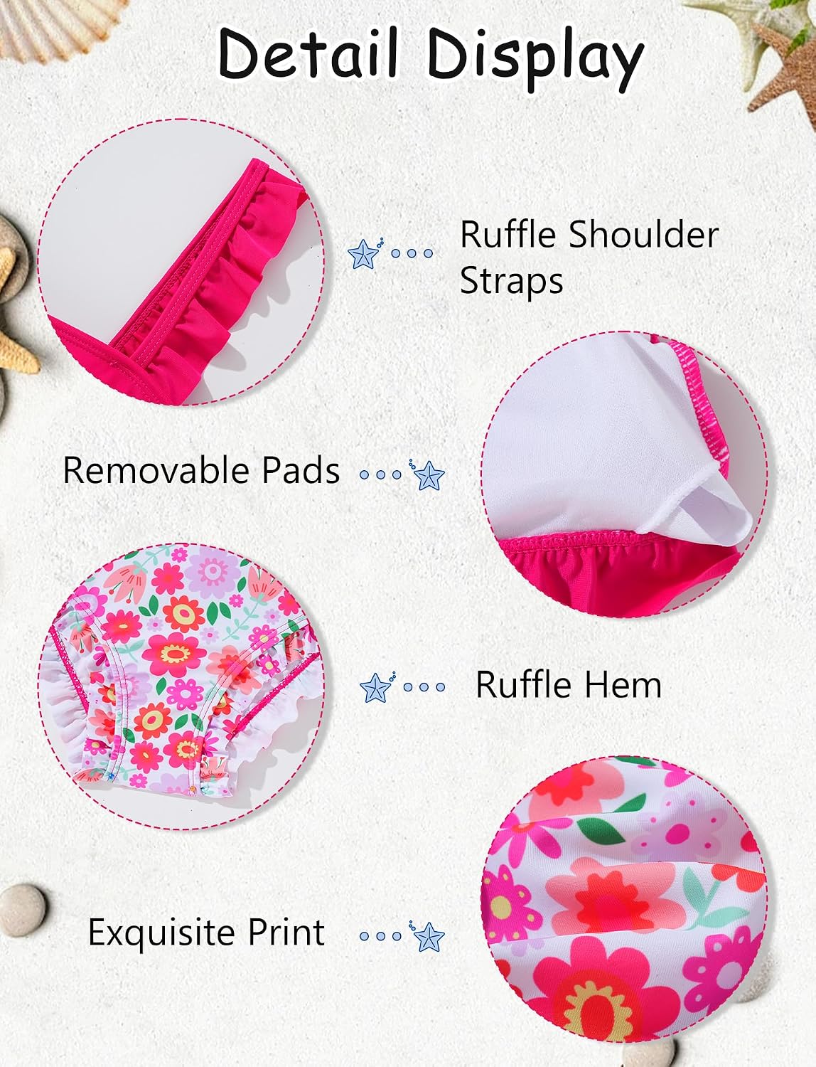 Detalle de Tween Girls Two-Piece Floral Print Bikini Set (Size 5–14) with Chest Pads
