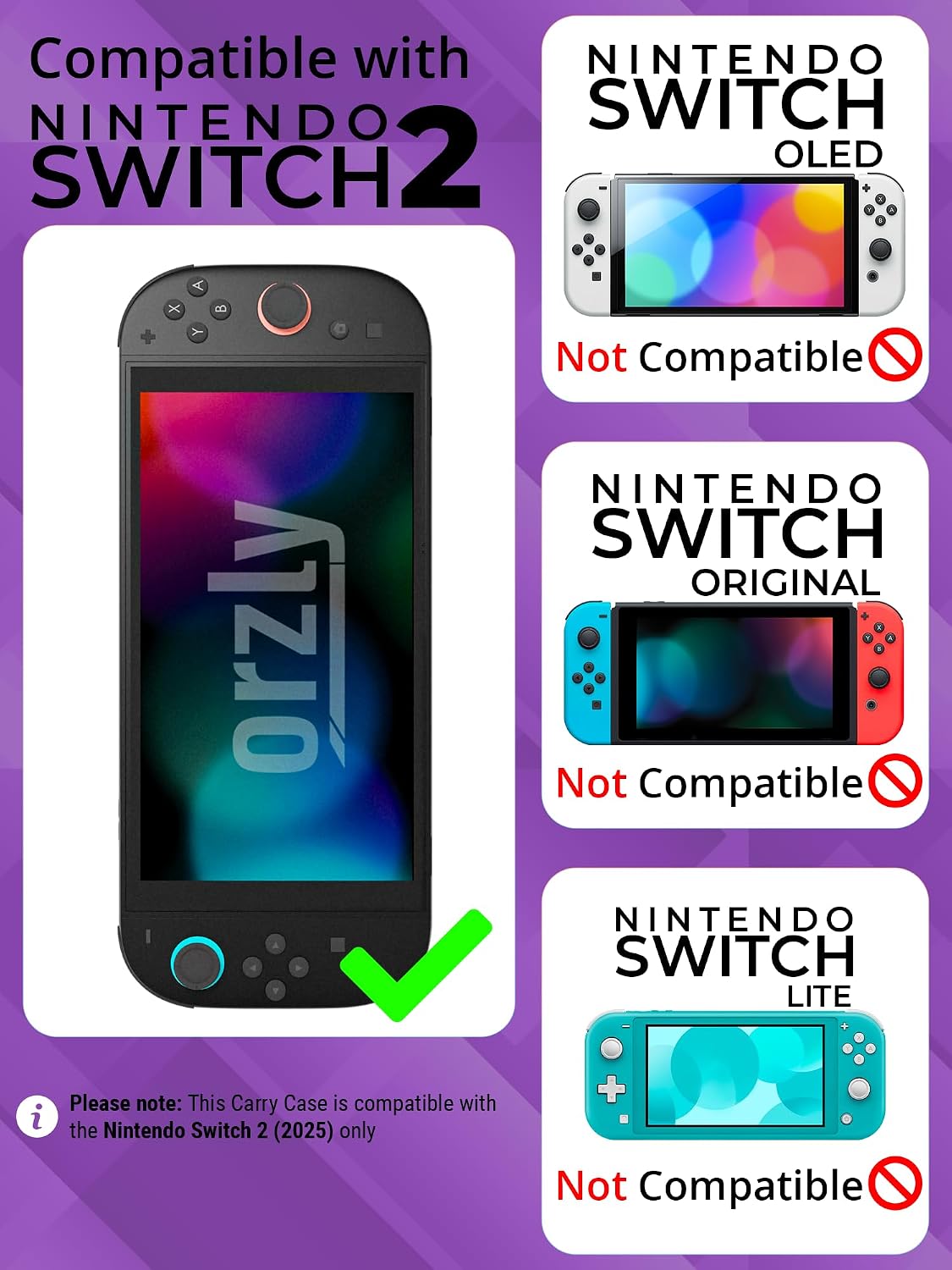 Detalle 2 de Orzly Tragetasche für Nintendo Switch 2 (2025) – Hard Case mit 7,9-Zoll-Bildschirmschutz & Smart Storage