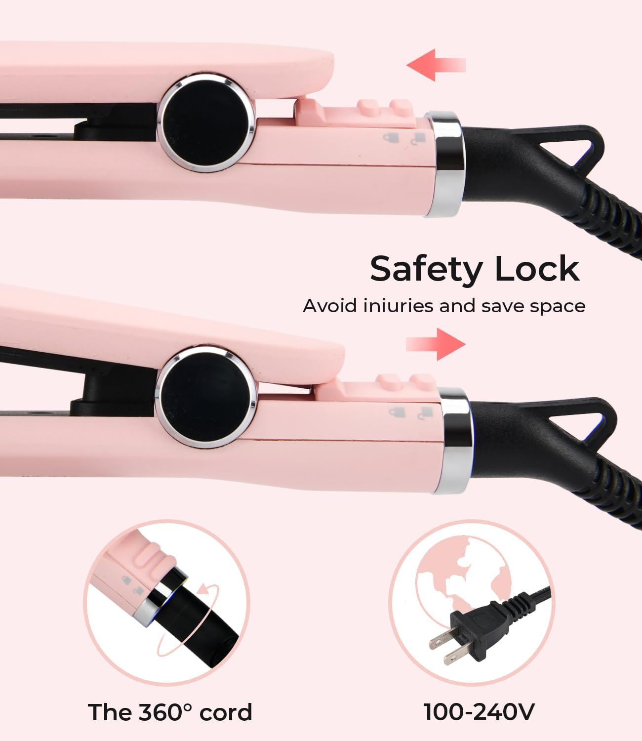 Detalle 2 de Titanium Hair Straightener with Floating Plates 230℃, 60min Auto Shut-Off