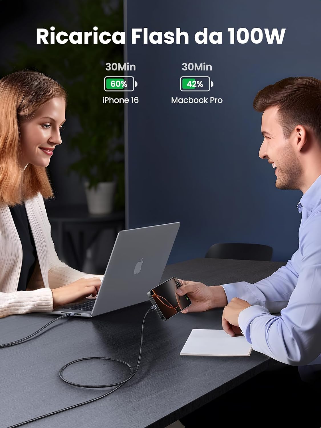 Thumbnail 2 de UGREEN 100W Cavo USB-C PD 3.0 3 m per laptop e smartphone