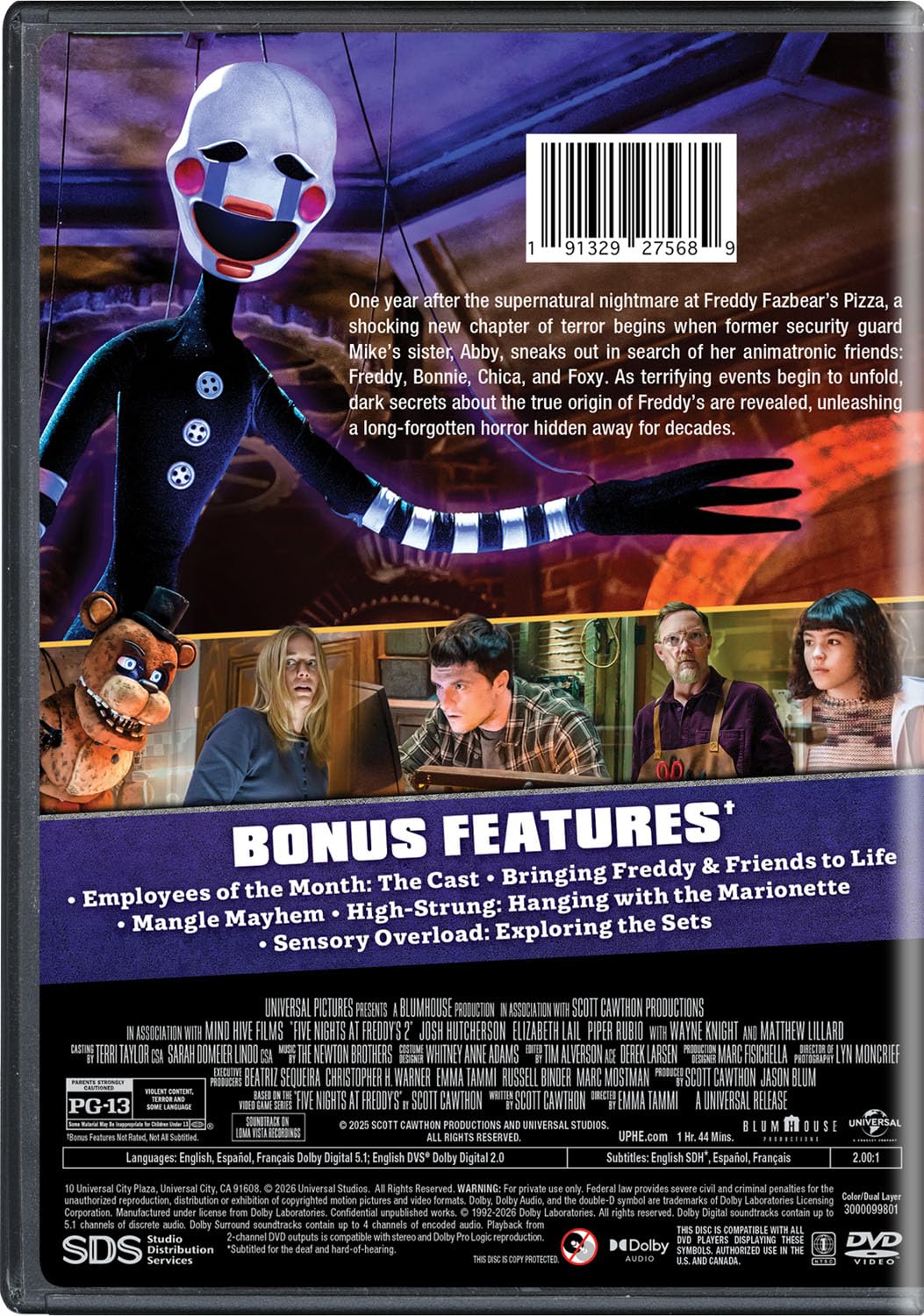 Detalle de Five Nights at Freddy's 2 191329275689 DVD with English and Spanish Dolby Digital 5.1