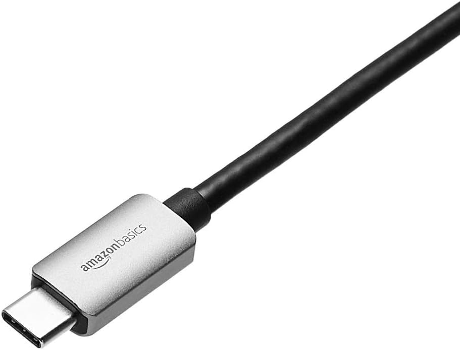 Detalle de Amazon Basics Aluminum USB-C (Source) to DisplayPort Adapter (4K@60Hz) – Thunderbolt 3 Compatible