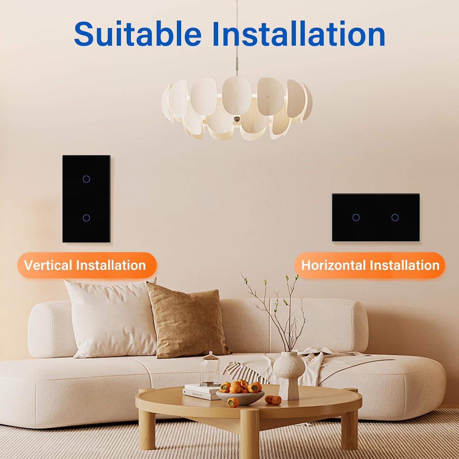 Thumbnail 4 de BSEED Touch Lichtschalter 1 Fach 1 Weg mit Glasscheibe – Berührungssensor, 3–500W, schwarz