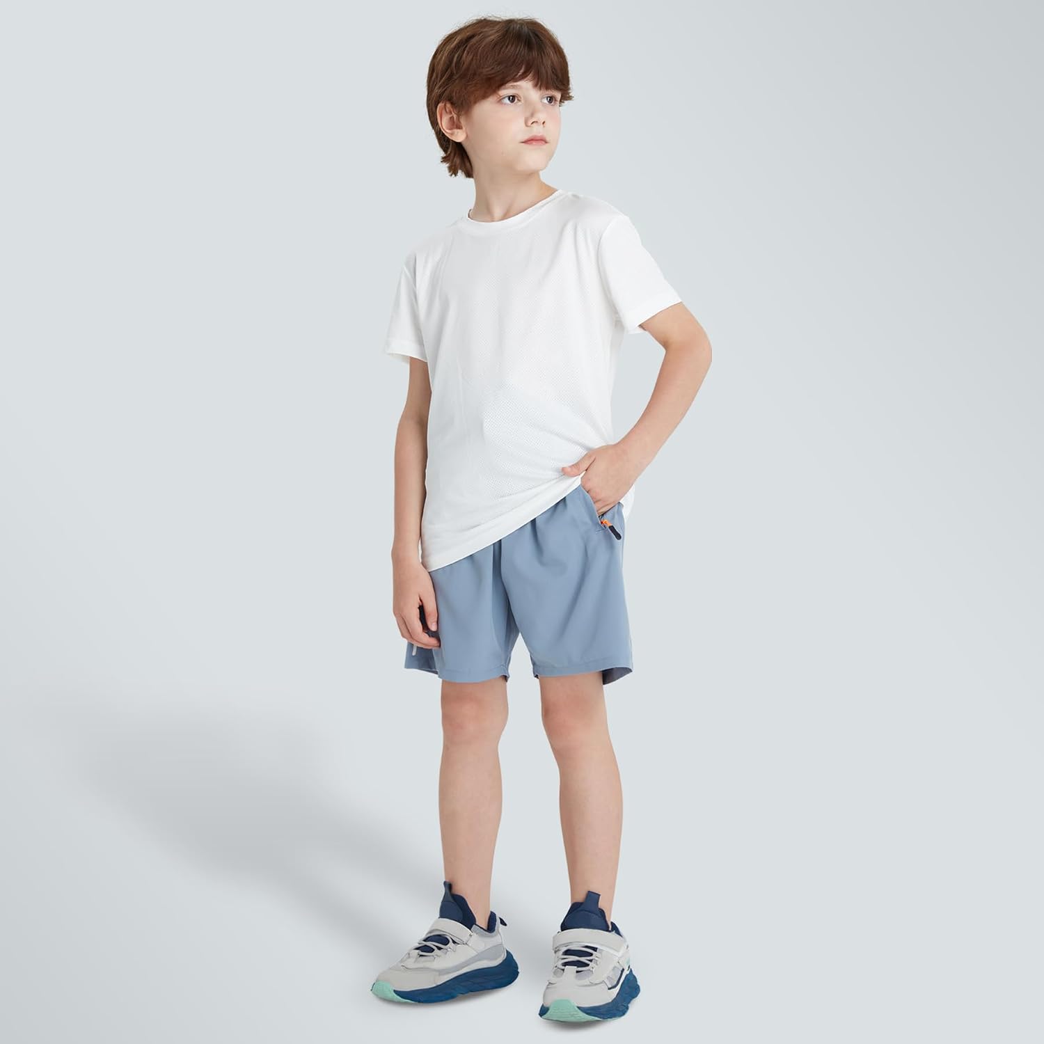 Detalle de ANHDM Boys Shorts Quick Dry Athletic Running Shorts with Zipper Pockets