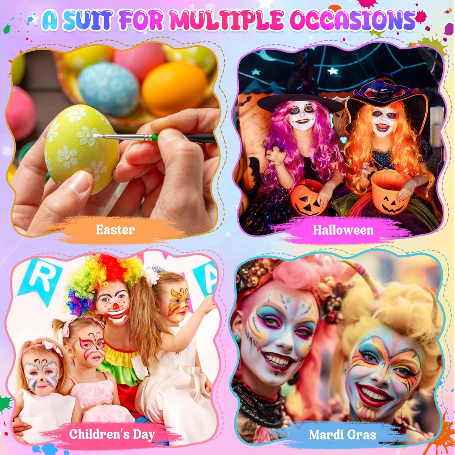 Thumbnail 5 de Gigmeta Kinderschminke Set – 54 Farben, Pinsel, Schablonen und Diamant-Sticker für Theater, Halloween und Bodypainting