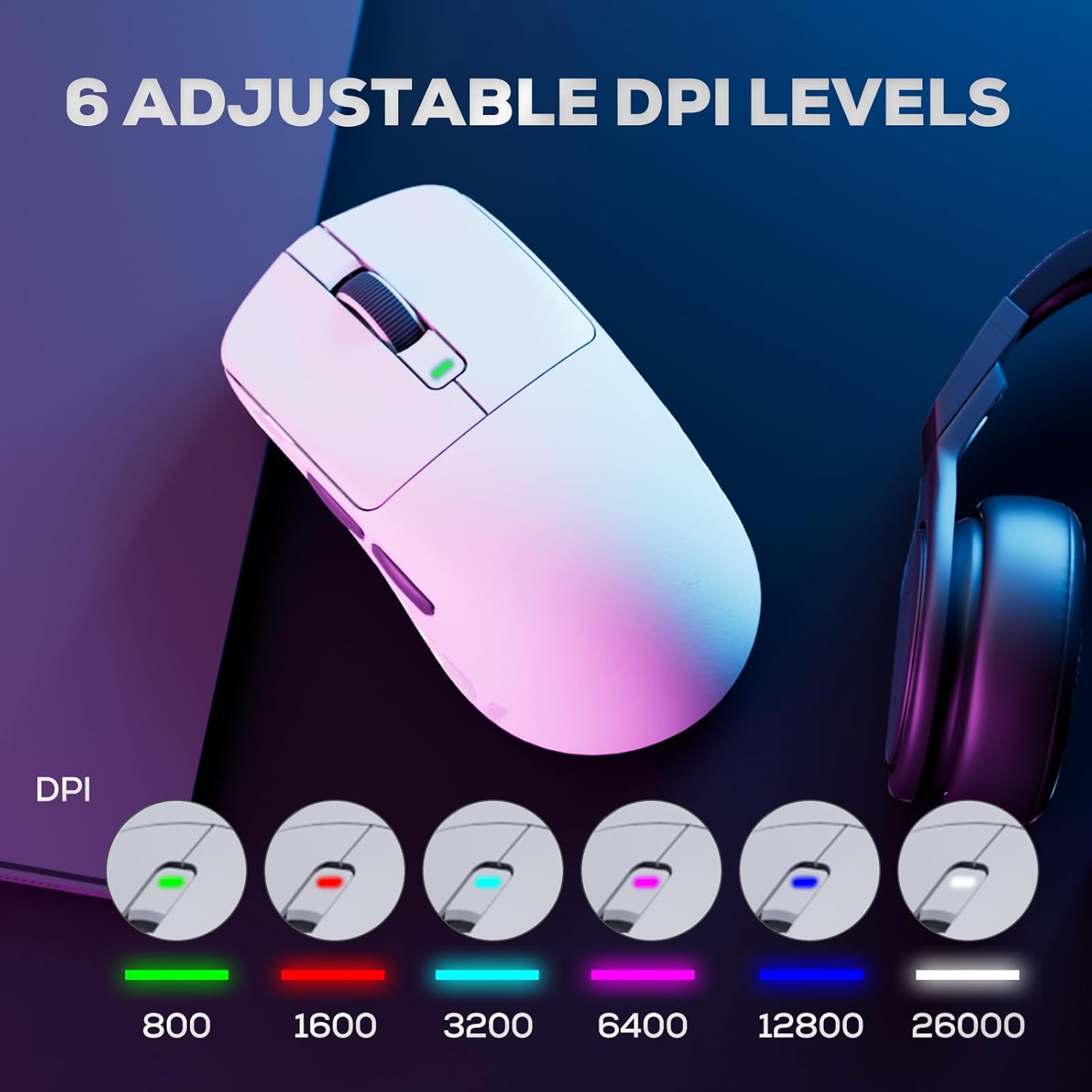 Thumbnail 5 de RK ROYAL KLUDGE M3 gaming mouse (47g) with PAW3950 sensor, tri-mode wireless (BT/2.4G/USB-C) and 8000Hz polling