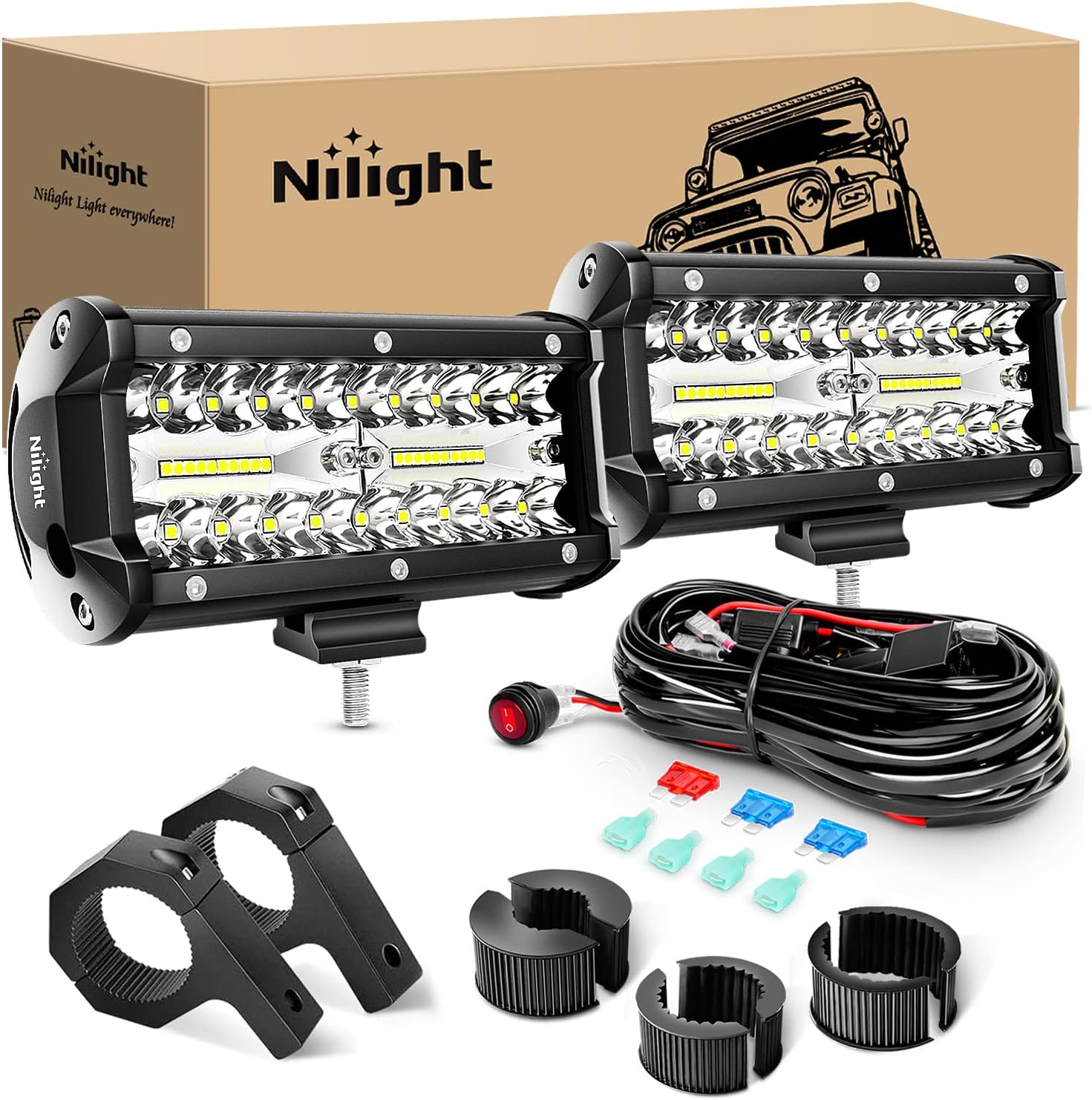 Detalle de Nilight 6.5-Inch 120W LED Light Bar combo for off-road