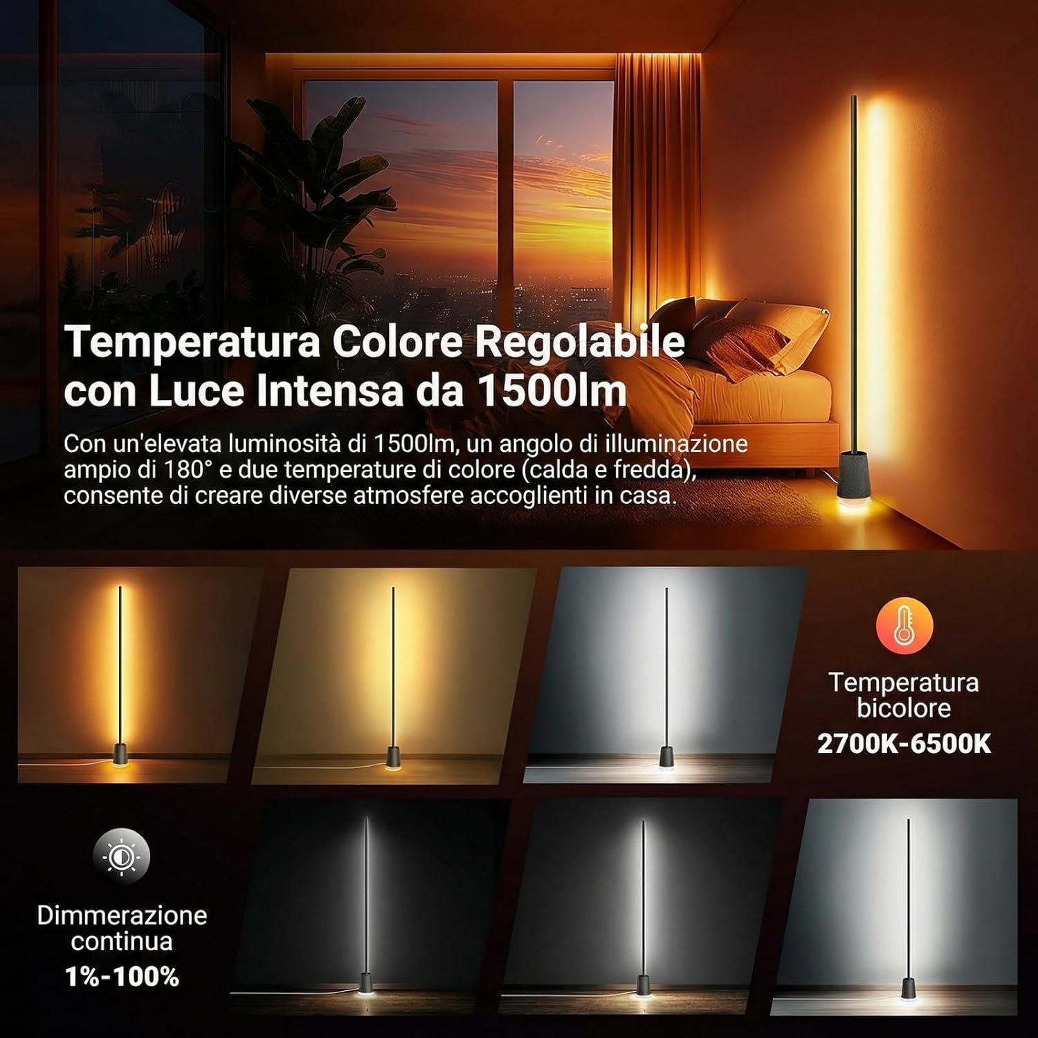 Thumbnail 6 de NEEWER NF06 Lampada da Terra LED Smart RGBCW con AI, 16 milioni di colori e controllo vocale