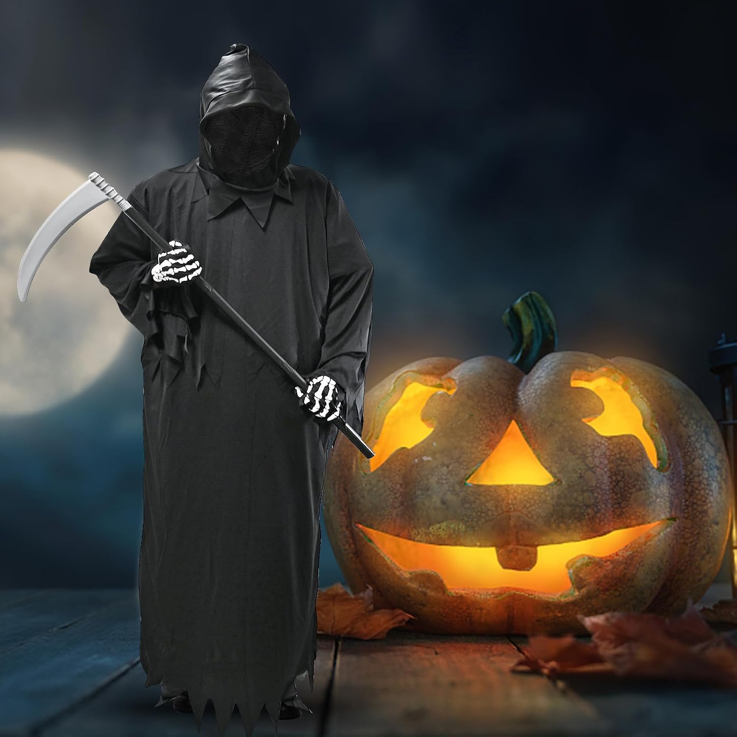 Thumbnail 5 de Faburo Halloween Kostüm Herren Sensenmann 150 cm