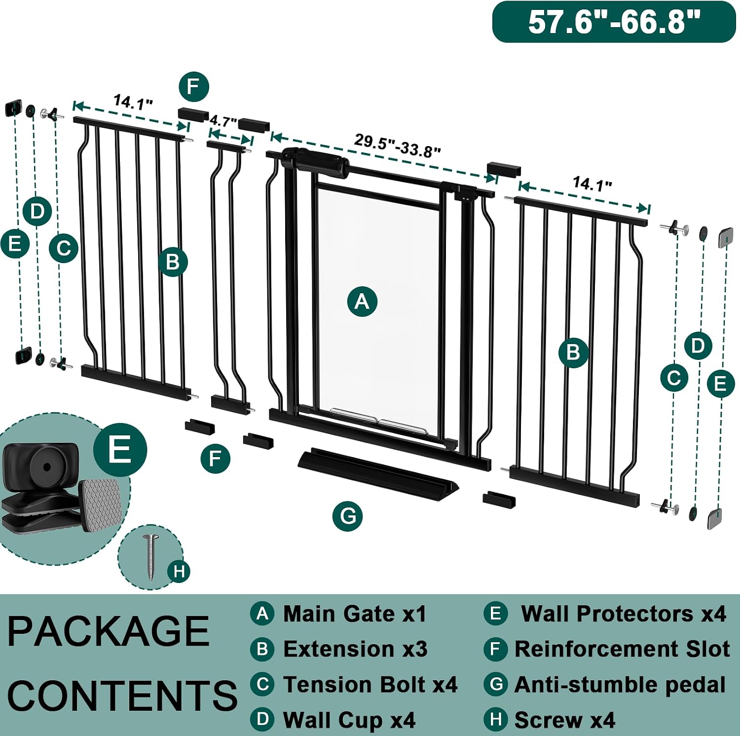 Detalle 2 de Fairy Baby W448 Extra-Wide Clear Baby Gate with Triple Lock and Auto-Close